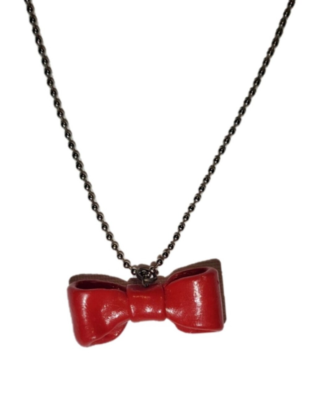 4/$15 🌻 Red Bow Clay Pendant Necklace